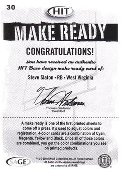 2008 SAGE HIT - Make Ready Magenta #30 Steve Slaton Back