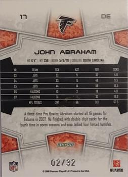 2008 Score - Artist's Proof #17 John Abraham Back