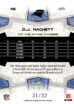2008 Score - Artist's Proof #48 D.J. Hackett Back
