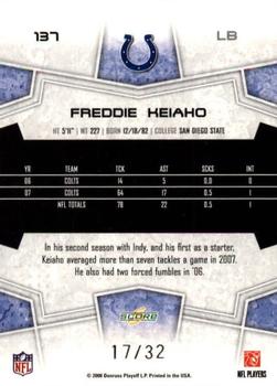 2008 Score - Artist's Proof #137 Freddy Keiaho Back