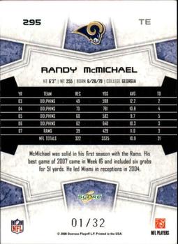 2008 Score - Artist's Proof #295 Randy McMichael Back