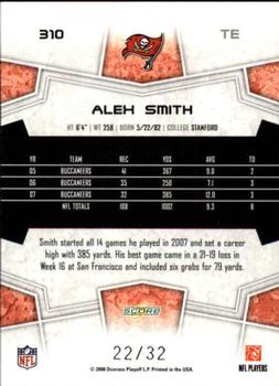 2008 Score - Artist's Proof #310 Alex Smith Back