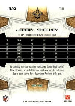 2008 Score - Updates #210 Jeremy Shockey Back