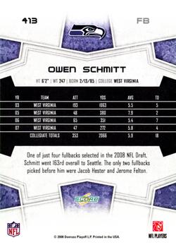 2008 Score - Updates #413 Owen Schmitt Back