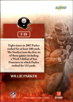 2008 Score - The Franchise Glossy #F-19 Willie Parker Back