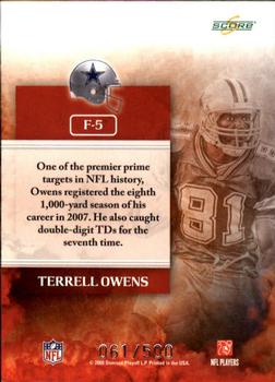 2008 Score - The Franchise Gold Zone #F-5 Terrell Owens Back