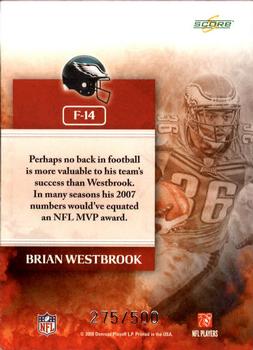 2008 Score - The Franchise Gold Zone #F-14 Brian Westbrook Back
