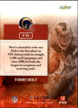 2008 Score - The Franchise Gold Zone #F-15 Torry Holt Back