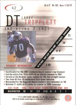 2002 SAGE #42 Larry Tripplett Back