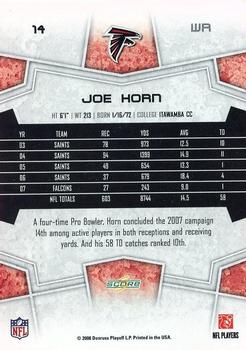 2008 Score - Glossy #14 Joe Horn Back