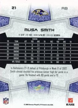 2008 Score - Glossy #21 Musa Smith Back