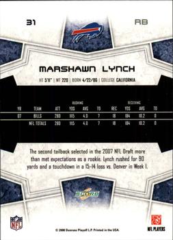 2008 Score - Glossy #31 Marshawn Lynch Back