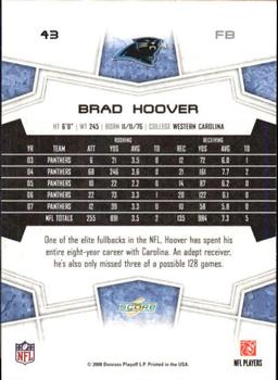 2008 Score - Glossy #43 Brad Hoover Back