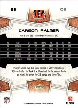2008 Score - Glossy #59 Carson Palmer Back