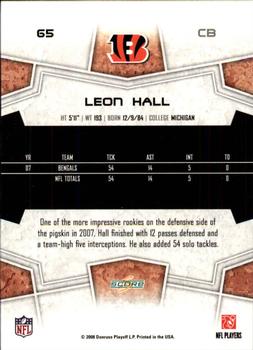 2008 Score - Glossy #65 Leon Hall Back