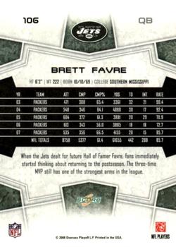 2008 Score - Glossy #106 Brett Favre  Back
