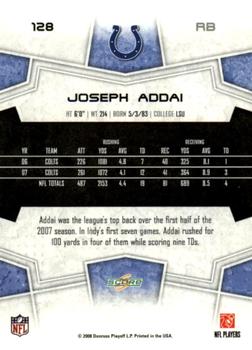 2008 Score - Glossy #128 Joseph Addai Back