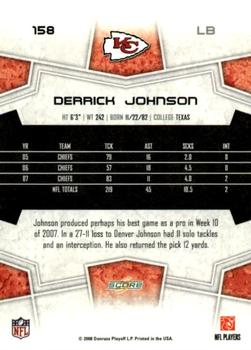 2008 Score - Glossy #158 Derrick Johnson Back