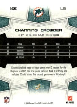 2008 Score - Glossy #165 Channing Crowder Back