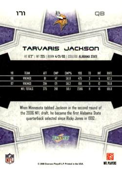 2008 Score - Glossy #171 Tarvaris Jackson Back