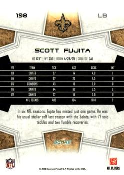 2008 Score - Glossy #198 Scott Fujita Back