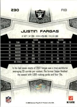 2008 Score - Glossy #230 Justin Fargas Back