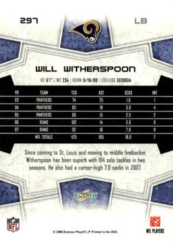 2008 Score - Glossy #297 Will Witherspoon Back