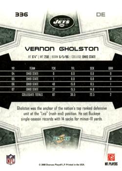 2008 Score - Glossy #336 Vernon Gholston Back