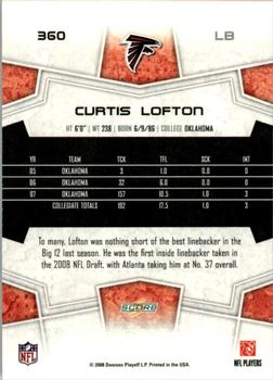 2008 Score - Glossy #360 Curtis Lofton Back
