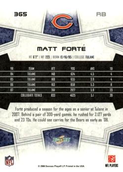 2008 Score - Glossy #365 Matt Forte Back