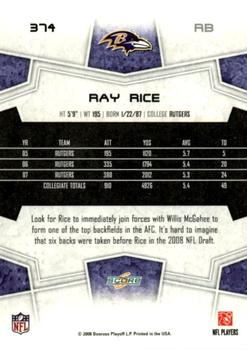 2008 Score - Glossy #374 Ray Rice Back