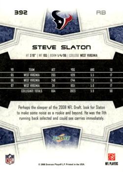 2008 Score - Glossy #392 Steve Slaton Back