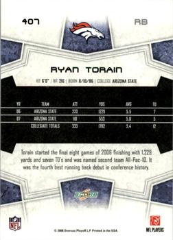 2008 Score - Glossy #407 Ryan Torain Back
