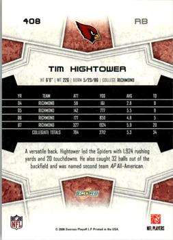 2008 Score - Glossy #408 Tim Hightower Back