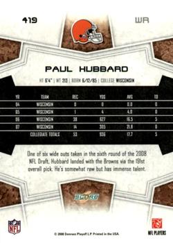 2008 Score - Glossy #419 Paul Hubbard Back