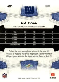 2008 Score - Glossy #431 DJ Hall Back