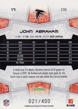 2008 Score - Gold Zone #17 John Abraham Back