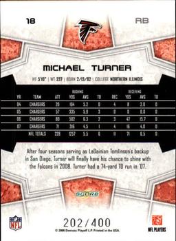 2008 Score - Gold Zone #18 Michael Turner Back