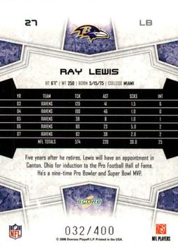 2008 Score - Gold Zone #27 Ray Lewis Back