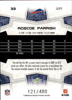 2008 Score - Gold Zone #33 Roscoe Parrish Back