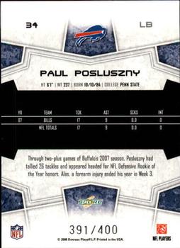 2008 Score - Gold Zone #34 Paul Posluszny Back