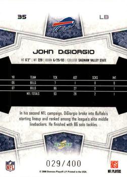 2008 Score - Gold Zone #35 John DiGiorgio Back
