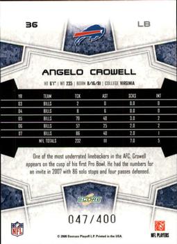 2008 Score - Gold Zone #36 Angelo Crowell Back