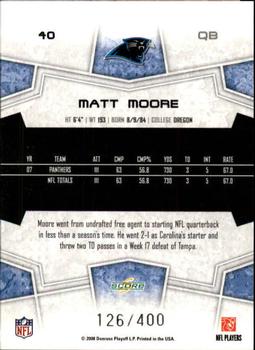 2008 Score - Gold Zone #40 Matt Moore Back