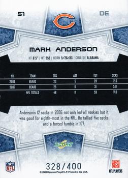 2008 Score - Gold Zone #51 Mark Anderson Back