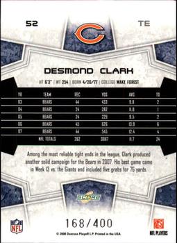2008 Score - Gold Zone #52 Desmond Clark Back