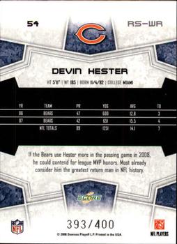 2008 Score - Gold Zone #54 Devin Hester Back
