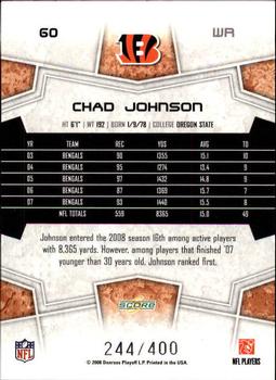 2008 Score - Gold Zone #60 Chad Johnson Back