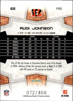 2008 Score - Gold Zone #62 Rudi Johnson Back