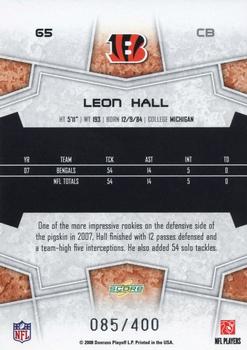 2008 Score - Gold Zone #65 Leon Hall Back
